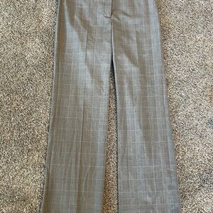 Gray Plaid Wide-Leg Trousers